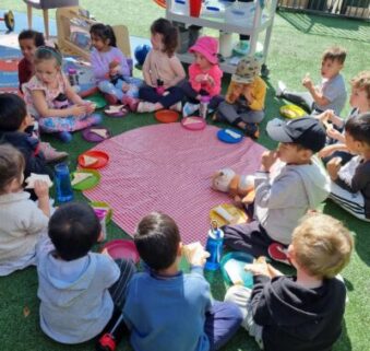 Kids are happy while they are in the activity inside the park